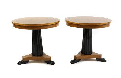 Lot 565 - A pair of Biedermeier style birdseye maple side tables