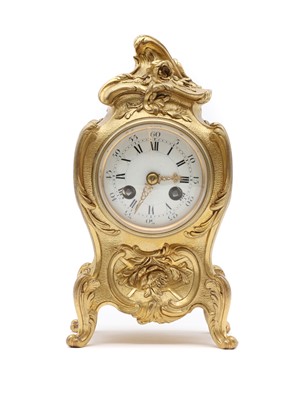 Lot 460 - A French gilt brass mantel clock