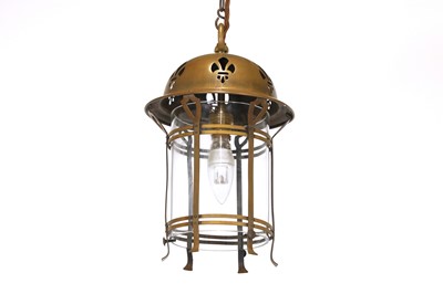 Lot 20 - An Arts and Crafts brass hanging lantern
