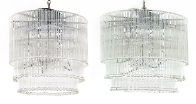 Lot 344 - A pair of Rocco Borghese glass chandeliers