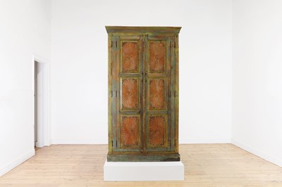 Lot 302 - A painted teak 'almirah' cabinet