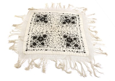 Lot 500A - A silk embroidered piano shawl