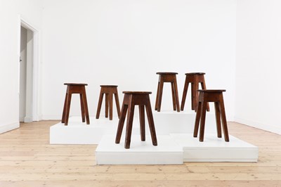 Lot 430 - A set of six pitch pine stools