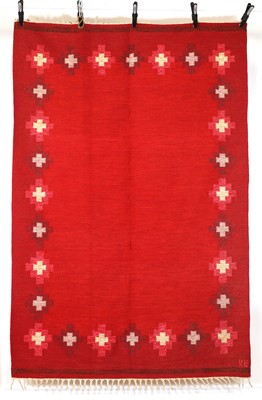 Lot 402 - A Swedish röllakan flat-weave kilim rug