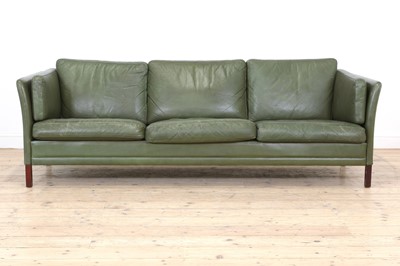 Lot 377 - A Danish green leather three-seater settee