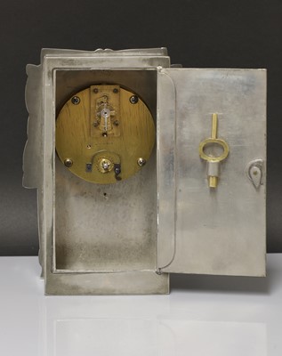Lot 26 - A Liberty & Co. Tudric pewter and enamel mantel clock
