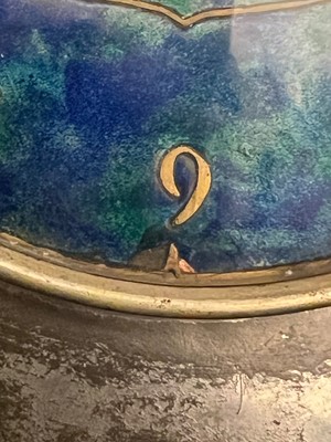 Lot 26 - A Liberty & Co. Tudric pewter and enamel mantel clock