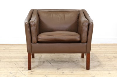 Lot 445 - A Danish brown leather armchair