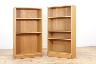 Lot 315 - Two light oak open bookcases