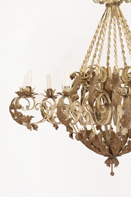 Lot 322 - A painted wrought-iron ten-branch chandelier