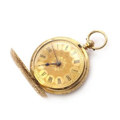 Lot 195 - An 18ct gold key wind hunter pocket watch