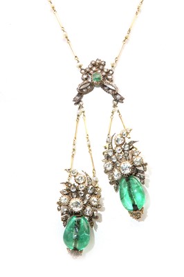 Lot 24 - A gold emerald and diamond negligé necklace