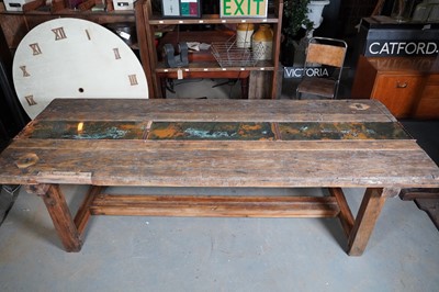 Lot 9 - A pine workbench dining table by Parry & Sons of Shoreditch