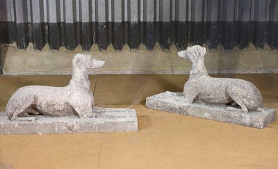 Lot 38 - A pair of Victorian composition stone whippets attributed to Austin & Seeley