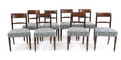 Lot 611 - A near set of eight Regency mahogany bar back dining back chairs