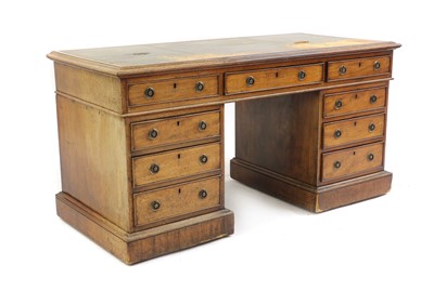 Lot 619 - A Victorian mahogany pedestal desk