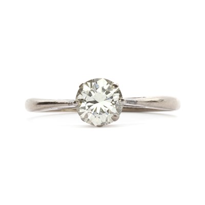 Lot 60 - A white gold single stone diamond ring