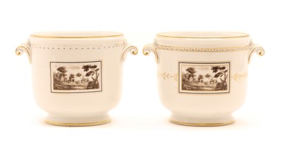 Lot 348 - A pair of Richard Ginori porcelain 'Fiesole' pattern wine coolers