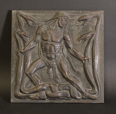 Lot 281A - An Art Deco bronze plaque of Hercules and the Lernaean Hydra