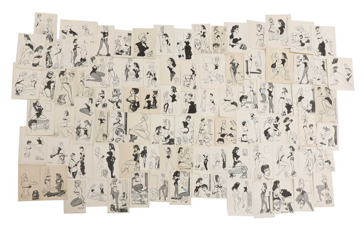 Lot 376 - A collection of ninety-three pen and ink drawings