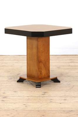 Lot 160 - An Art Deco walnut and ebonised lamp table