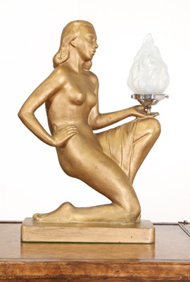 Lot 169 - An Art Deco plaster lamp