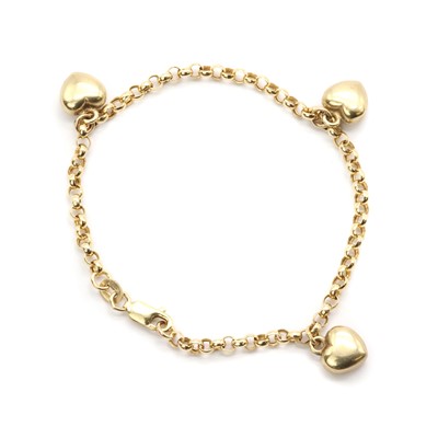 Lot 98 - A 9ct gold heart charm bracelet