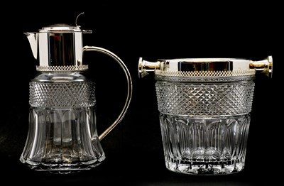 Lot 71 - A cut glass and silver plated lemonade jug