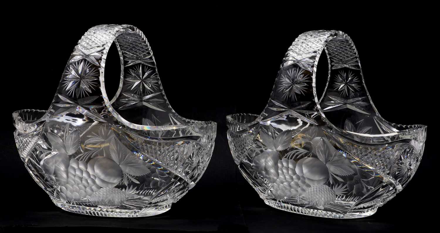 Lot 410 - A pair of large cut glass fruit baskets