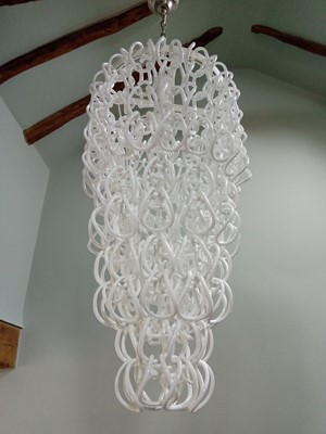 Lot 248 - A contemporary glass hook chandelier