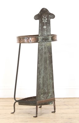 Lot 50 - An Arts and Crafts copper and wrought iron umbrella stand