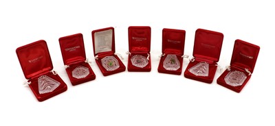 Lot 417 - A set of seven Waterford crystal glass Christmas tree decorations