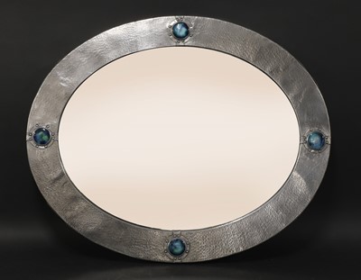 Lot 46 - A Liberty & Co. oval pewter mirror