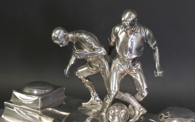 Lot 86 - A Kayser silver-plated 'footballers' desk stand