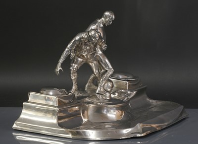 Lot 86 - A Kayser silver-plated 'footballers' desk stand