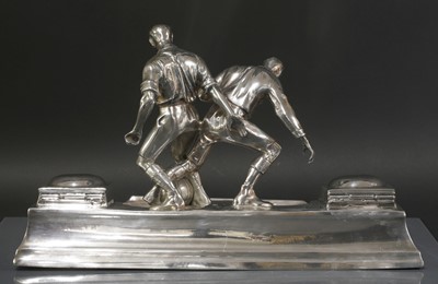 Lot 86 - A Kayser silver-plated 'footballers' desk stand