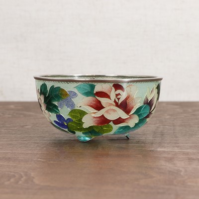 Lot 295 - A Japanese cloisonné enamel and partial plique-à-jour bowl