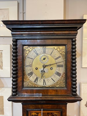 Lot 455 - A William and Mary oyster-veneered olive wood, walnut and marquetry longcase clock