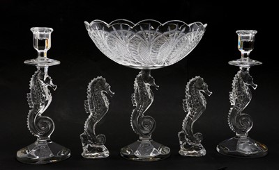 Lot 428 - A Waterford glass 'Seahorse' garniture