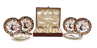 Lot 398 - A cased Royal Crown Derby 'Imari' pattern porcelain coffee service