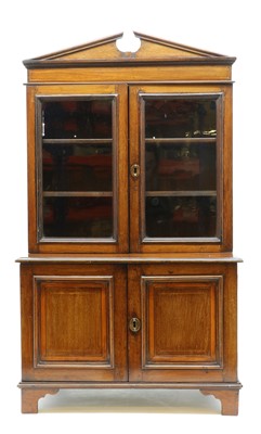Lot 311 - A George III-style walnut and satinwood strung miniature bookcase