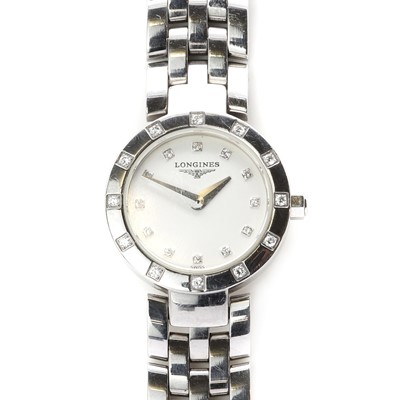 Lot 220 - A ladies' stainless steel Longines 'DolceVita' quartz bracelet watch
