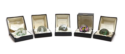 Lot 430 - A collection of nine boxed Caithness paperweights