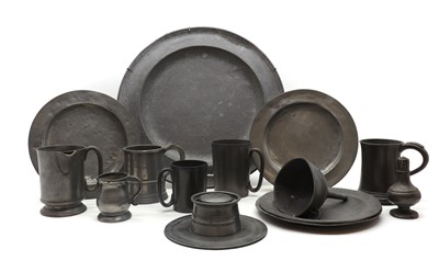 Lot 234A - A collection of pewter items