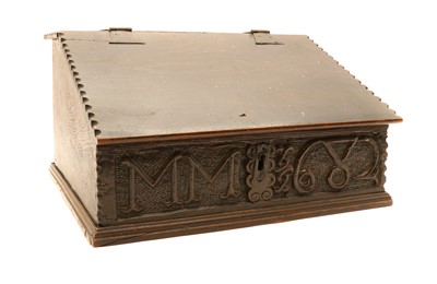Lot 314 - A carved oak Bible box