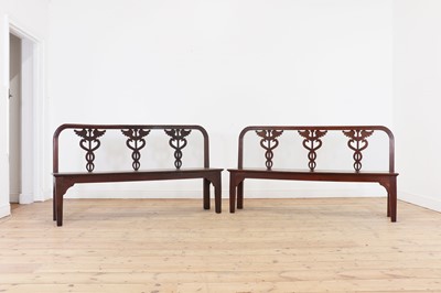 Lot 339 - A pair of walnut hall benches