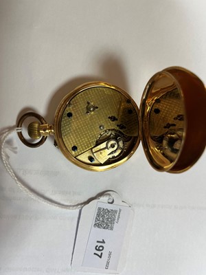 Lot 197 - A gold open faced pin set pocket watch