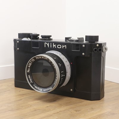 Lot 165 - A wooden dummy model of a 1955 Nikon 'S2 Rangefinder' camera