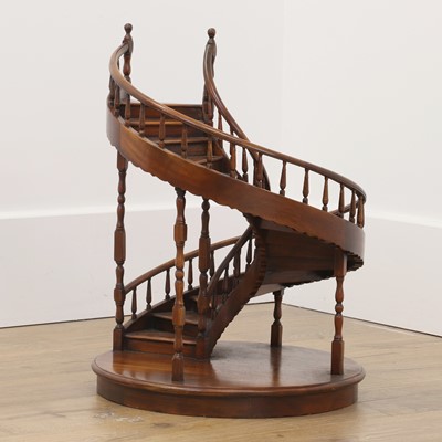 Lot 167 - A large fruitwood architectural model of a spiral staircase