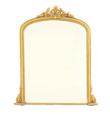 Lot 437 - A Victorian gilt gesso overmantel mirror